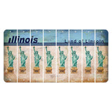 Illinois Light Blue Cut License Plate Strips (Set of 8) Statue of Liberty