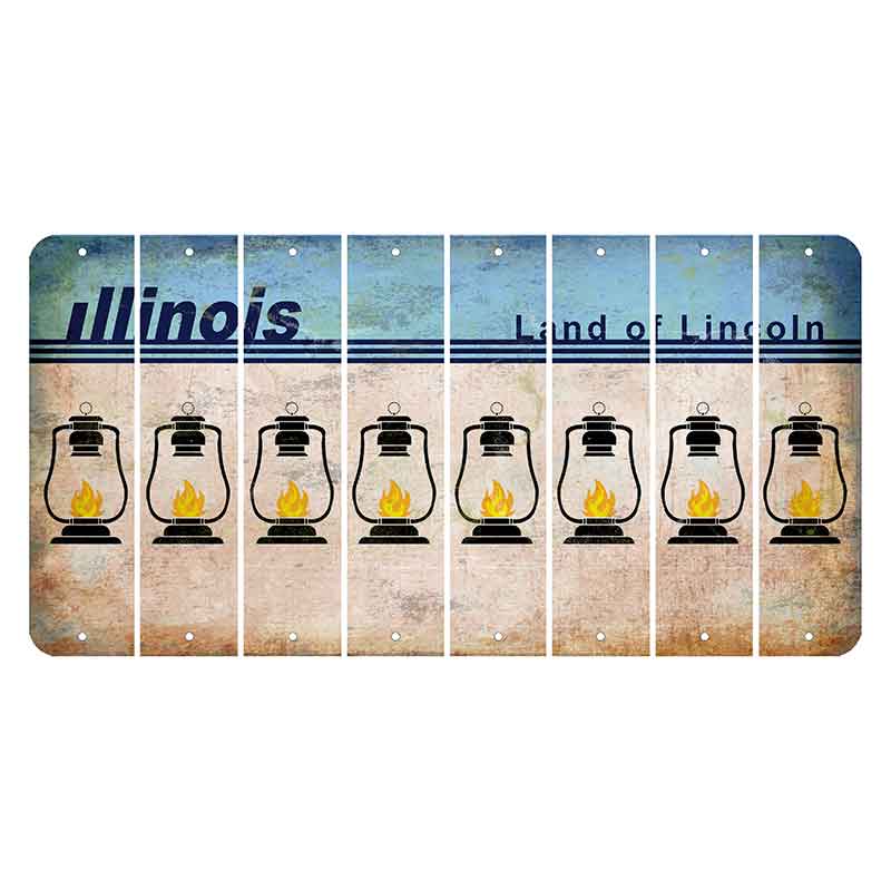 Illinois Light Blue Cut License Plate Strips (Set of 8) Lantern