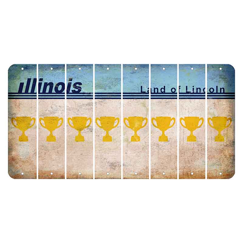 Illinois Light Blue Cut License Plate Strips (Set of 8) Trophy