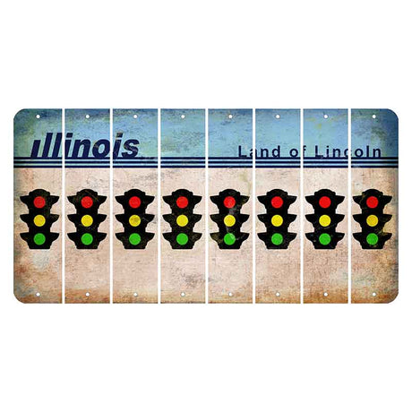 Illinois Light Blue Cut License Plate Strips (Set of 8) Traffic Light
