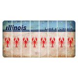 Illinois Light Blue Cut License Plate Strips (Set of 8) Lobster