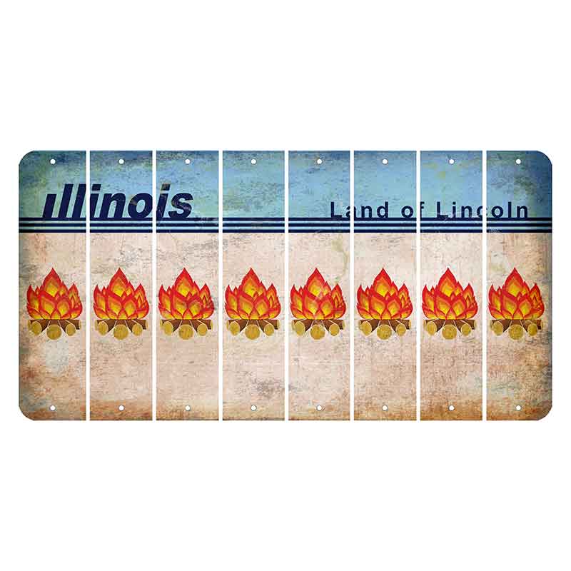 Illinois Light Blue Cut License Plate Strips (Set of 8) Campfire