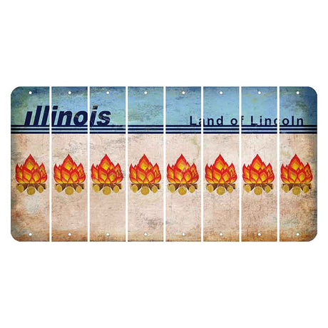 Illinois Light Blue Cut License Plate Strips (Set of 8) Campfire