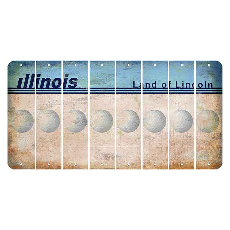 Illinois Light Blue Cut License Plate Strips (Set of 8) Golfball