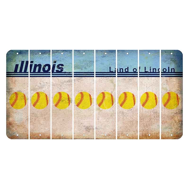 Illinois Light Blue Cut License Plate Strips (Set of 8) Softball