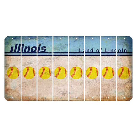 Illinois Light Blue Cut License Plate Strips (Set of 8) Softball