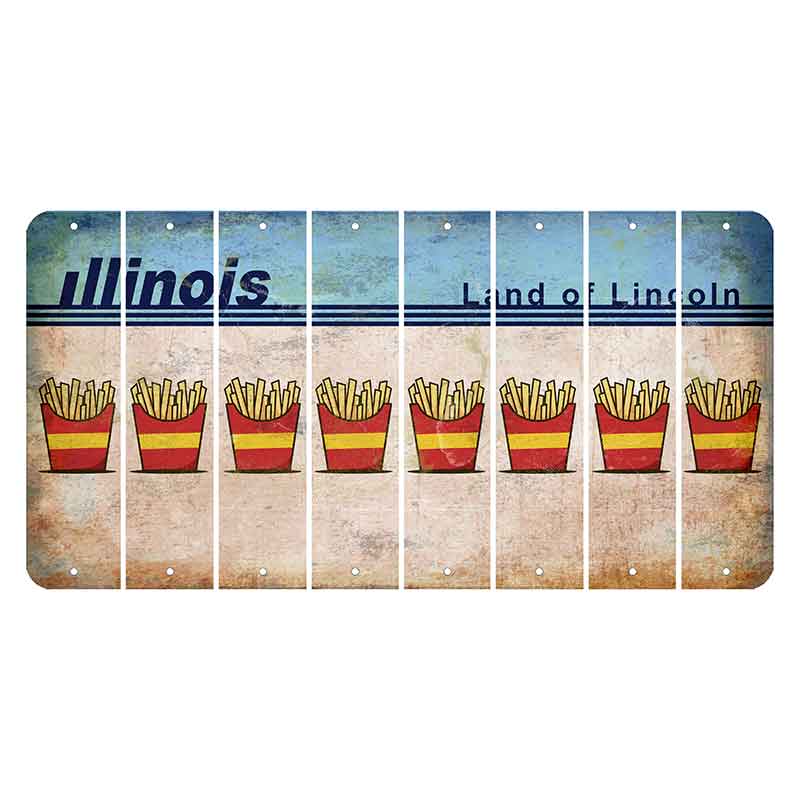 Illinois Light Blue Cut License Plate Strips (Set of 8) French Fries