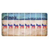 Illinois Light Blue Cut License Plate Strips (Set of 8) Democrat