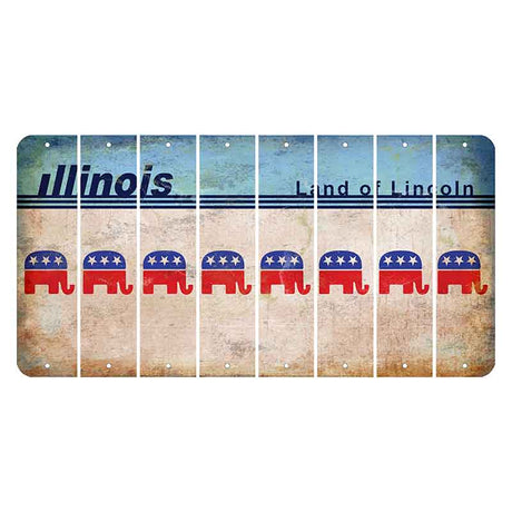 Illinois Light Blue Cut License Plate Strips (Set of 8) Republican