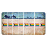 Illinois Light Blue Cut License Plate Strips (Set of 8) LGBTQ Flag