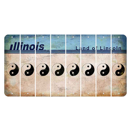 Illinois Light Blue Cut License Plate Strips (Set of 8) Yin Yang