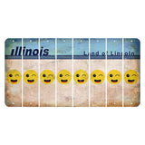 Illinois Light Blue Cut License Plate Strips (Set of 8) Emoji - Winking