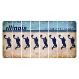 Illinois Light Blue Cut License Plate Strips (Set of 8) Basketball Player