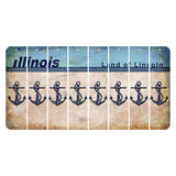 Illinois Light Blue Cut License Plate Strips (Set of 8) Boat Anchor