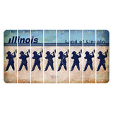 Illinois Light Blue Cut License Plate Strips (Set of 8) Fireman with Axe