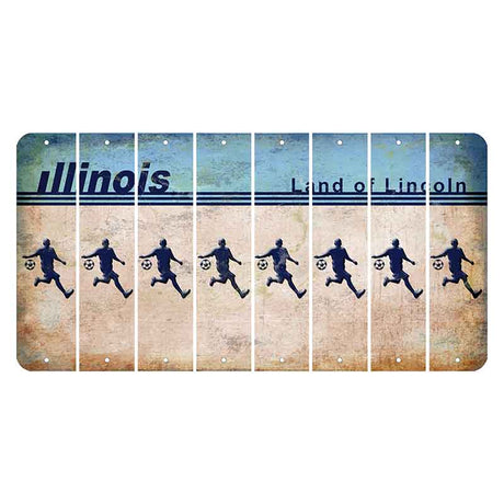 Illinois Light Blue Cut License Plate Strips (Set of 8) Soccer Player