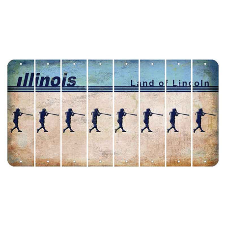Illinois Light Blue Cut License Plate Strips (Set of 8) Softball Batter