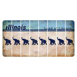 Illinois Light Blue Cut License Plate Strips (Set of 8) Elephant