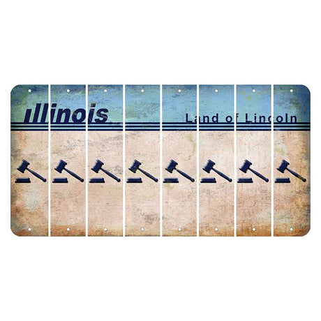 Illinois Light Blue Cut License Plate Strips (Set of 8) Gavel