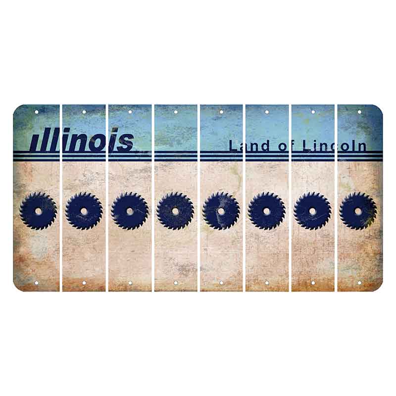 Illinois Light Blue Cut License Plate Strips (Set of 8) Saw Blade