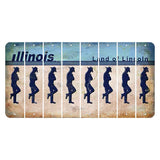Illinois Light Blue Cut License Plate Strips (Set of 8) Cowboy - Leaning