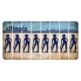 Illinois Light Blue Cut License Plate Strips (Set of 8) Cowgirl