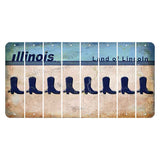 Illinois Light Blue Cut License Plate Strips (Set of 8) Cowboy Boot