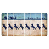 Illinois Light Blue Cut License Plate Strips (Set of 8) Horse