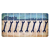 Illinois Light Blue Cut License Plate Strips (Set of 8) Wrench