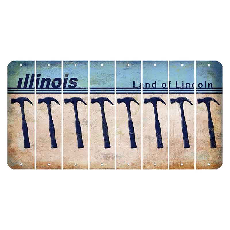 Illinois Light Blue Cut License Plate Strips (Set of 8) Hammer
