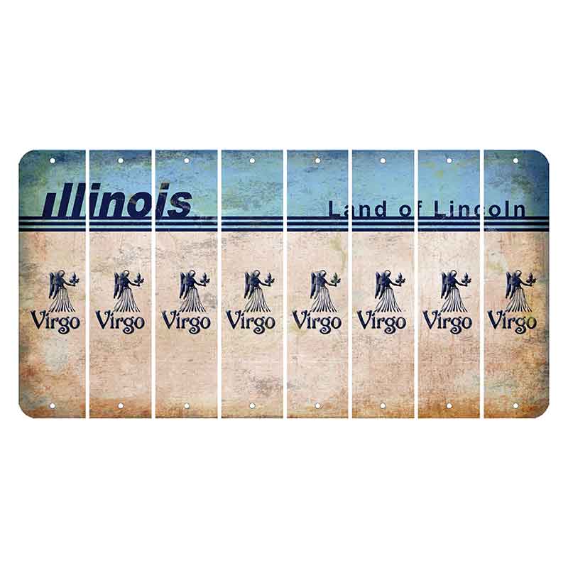 Illinois Light Blue Cut License Plate Strips (Set of 8) Zodiac Sign - Virgo