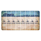 Illinois Light Blue Cut License Plate Strips (Set of 8) Zodiac Sign - Scorpio