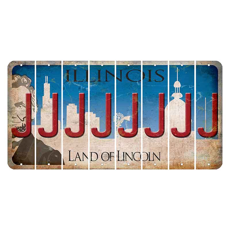 Illinois Skyline Cut License Plate Strips (Set of 8) J