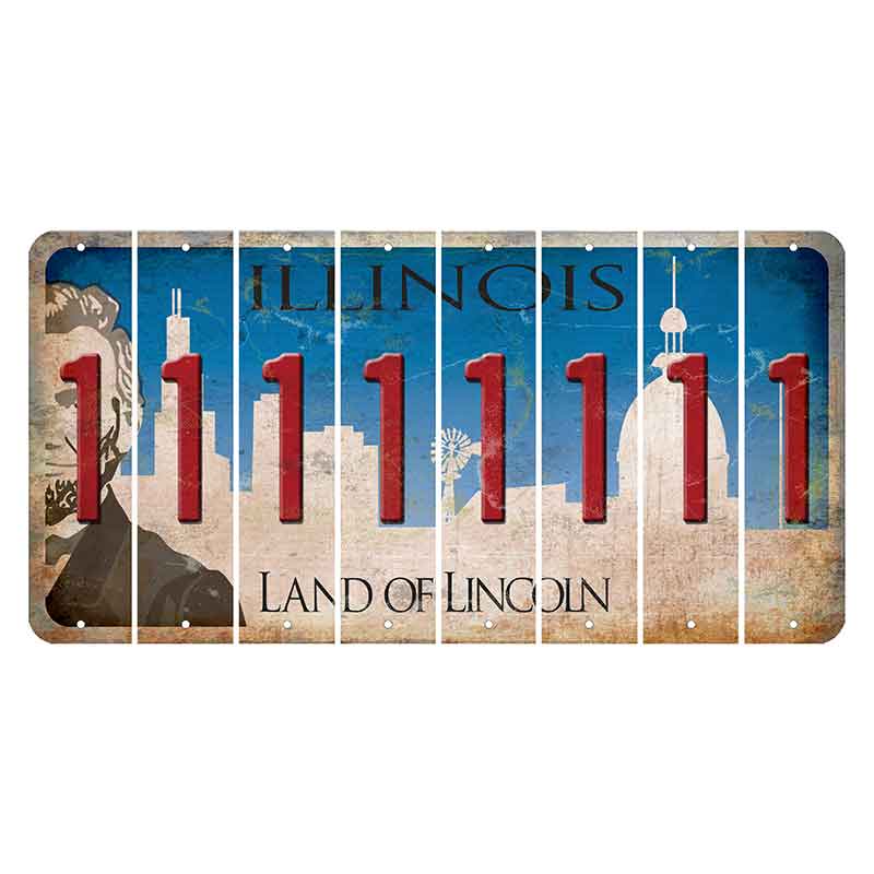 Illinois Skyline Cut License Plate Strips (Set of 8) 1