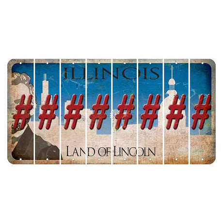 Illinois Skyline Cut License Plate Strips (Set of 8) Hashtag