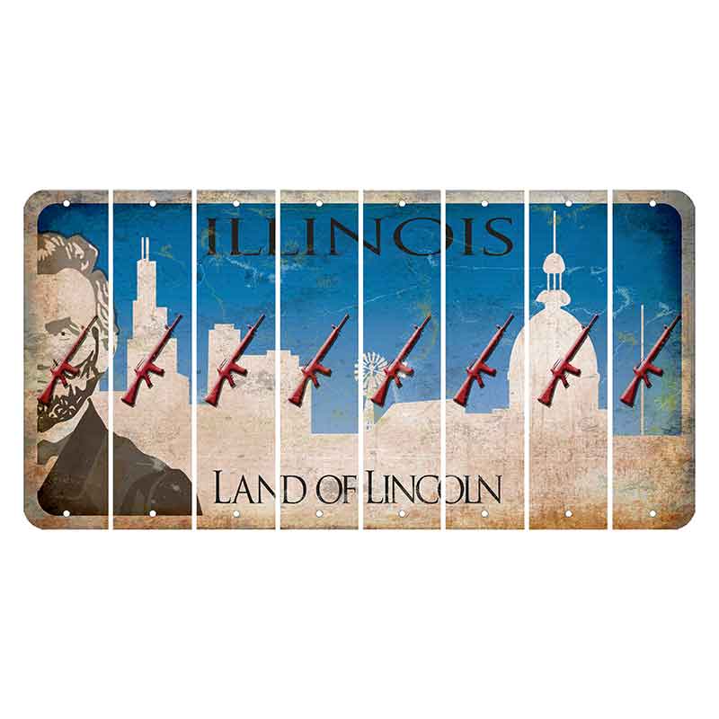 Illinois Skyline Cut License Plate Strips (Set of 8) Rifle