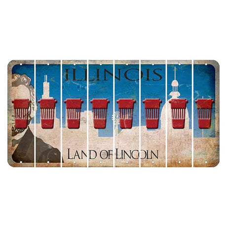 Illinois Skyline Cut License Plate Strips (Set of 8) Latte
