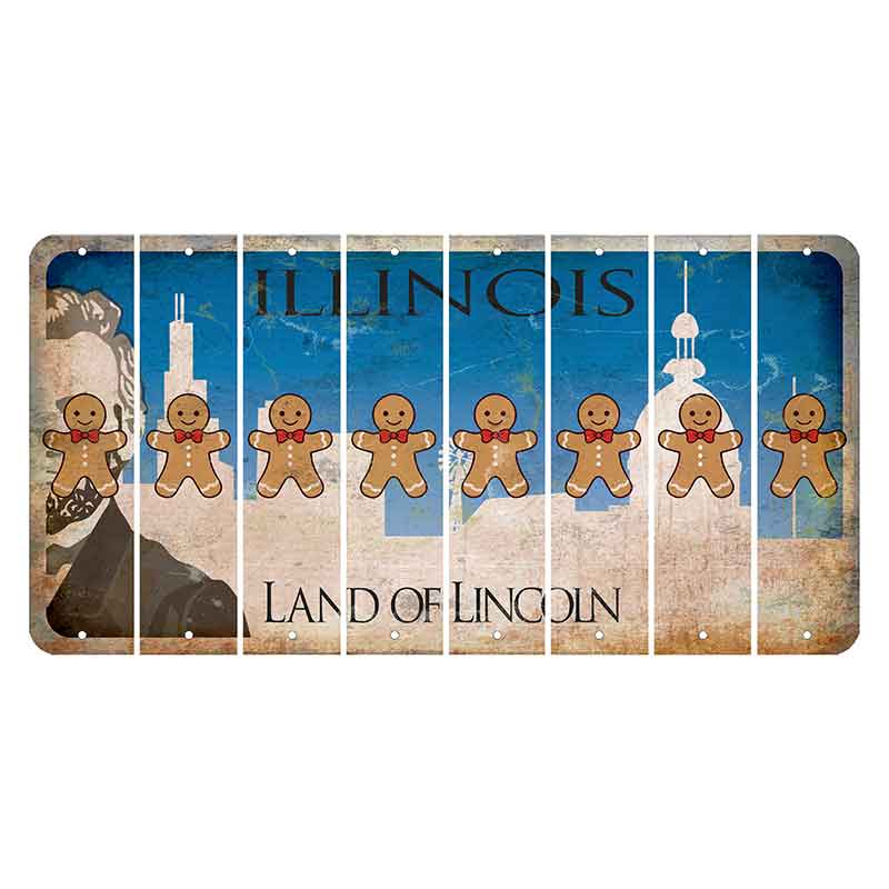 Illinois Skyline Cut License Plate Strips (Set of 8) Gingerbread Man