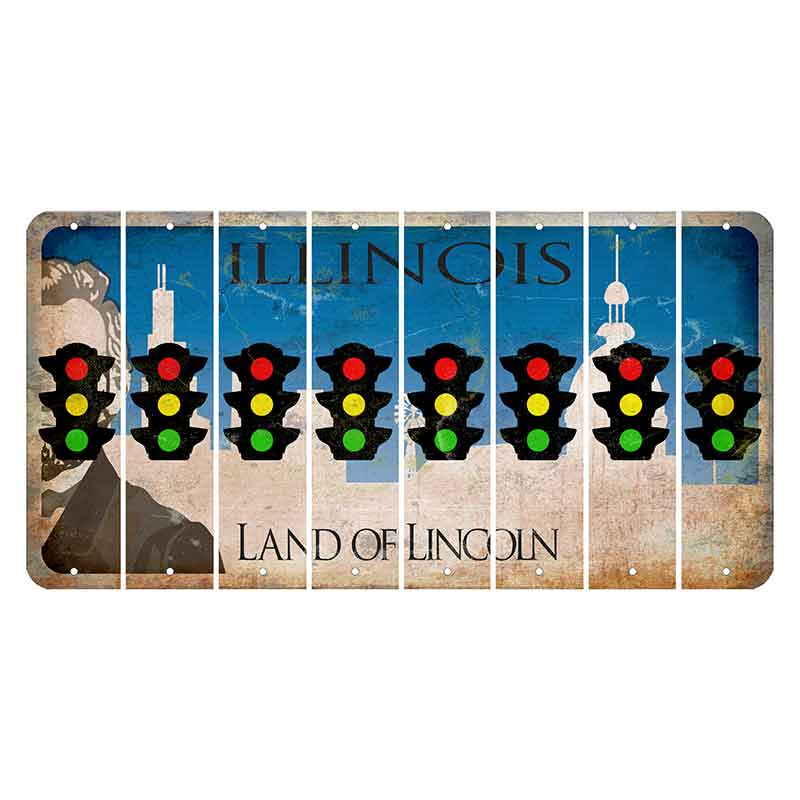 Illinois Skyline Cut License Plate Strips (Set of 8) Traffic Light