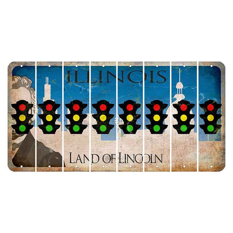 Illinois Skyline Cut License Plate Strips (Set of 8) Traffic Light