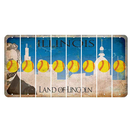 Illinois Skyline Cut License Plate Strips (Set of 8) Softball