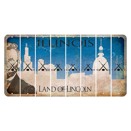 Illinois Skyline Cut License Plate Strips (Set of 8) Hockey