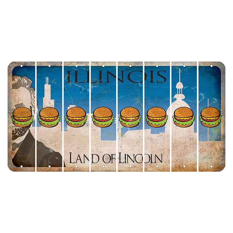 Illinois Skyline Cut License Plate Strips (Set of 8) Hamburger