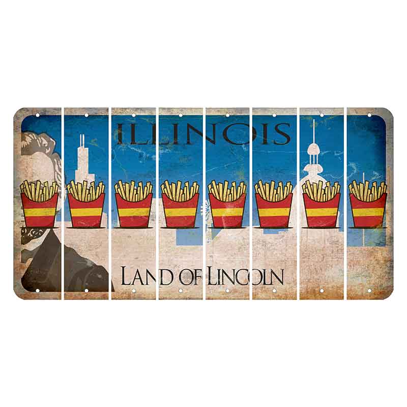 Illinois Skyline Cut License Plate Strips (Set of 8) French Fries