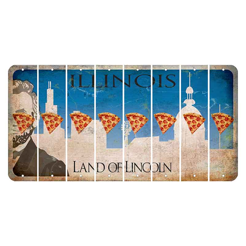 Illinois Skyline Cut License Plate Strips (Set of 8) Pizza