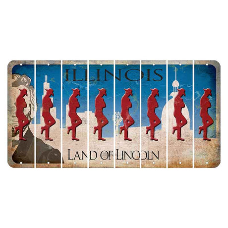 Illinois Skyline Cut License Plate Strips (Set of 8) Cowboy - Leaning