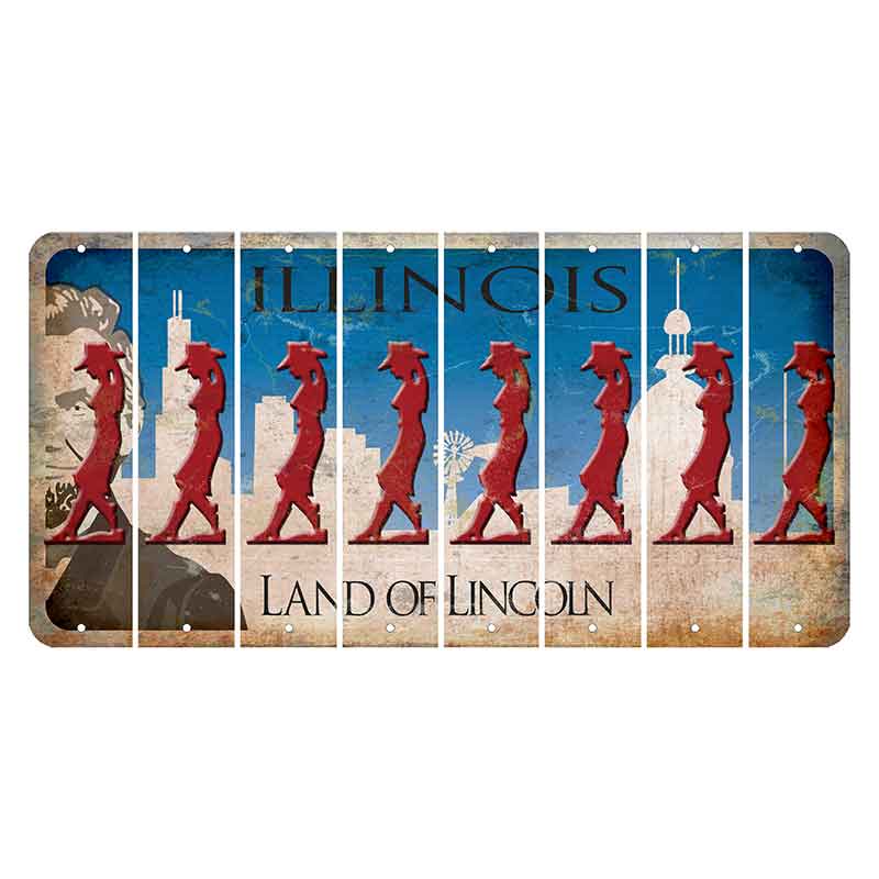 Illinois Skyline Cut License Plate Strips (Set of 8) Cowgirl - Leaning