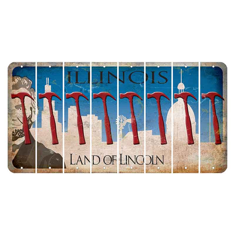 Illinois Skyline Cut License Plate Strips (Set of 8) Hammer