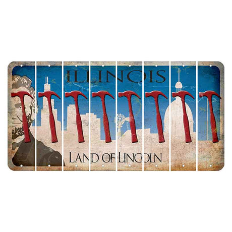 Illinois Skyline Cut License Plate Strips (Set of 8) Hammer