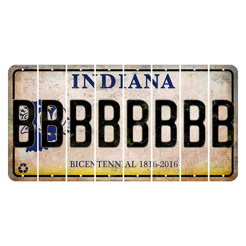 Indiana Bicentennial Cut License Plate Strips (Set of 8) B